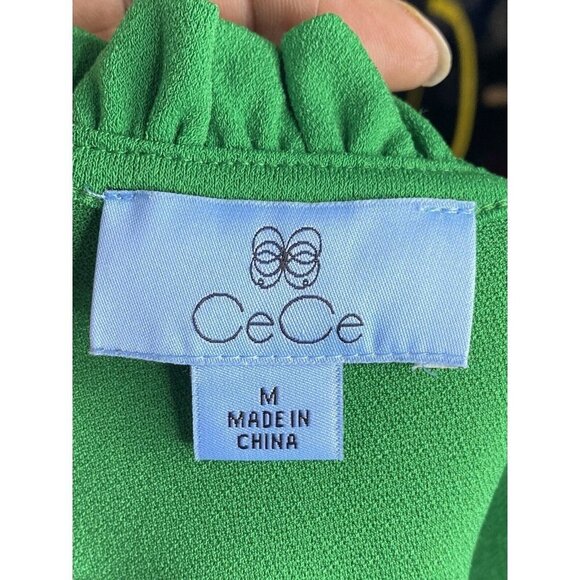 CeCe Sportswear Women's Puff Sleeve Key Item‎ Knit  Green SZ M - Picture 7 of 9